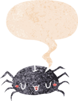 desenho animado aranha com discurso bolha dentro grunge angustiado retro texturizado estilo png