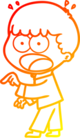 warm gradient line drawing of a cartoon shocked man pointing png