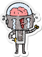 distressed sticker of a cartoon crying robot png