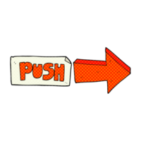 hand drawn cartoon push door sign png