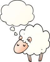 cartoon sheep with thought bubble in smooth gradient style png