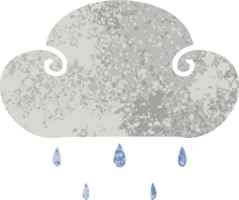 retrò illustrazione stile strambo cartone animato pioggia nube png