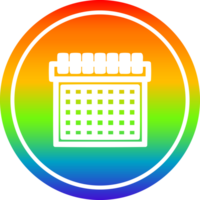 mensile calendario circolare icona con arcobaleno pendenza finire png