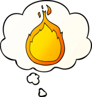 cartoon flames with thought bubble in smooth gradient style png