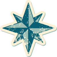 iconic distressed sticker tattoo style image of a star png