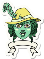 sticker of a orc bard character with banner png