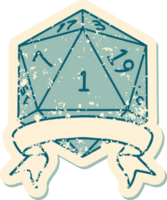 estilo de tatuaje retro natural uno d20 tirada de dados png