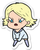 sticker of a cartoon stressed woman png