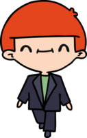 hand drawn cartoon of cute kawaii boy in suit png