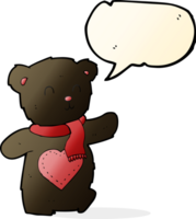 tekenfilm wit teddy beer met liefde hart met toespraak bubbel png