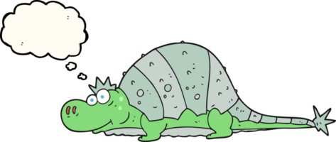 hand- getrokken gedachte bubbel tekenfilm dinosaurus png