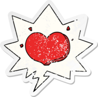 cartone animato amore cuore con discorso bolla afflitto afflitto vecchio etichetta png