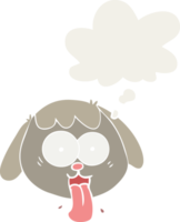 cartone animato cane viso ansimante con pensato bolla nel retrò stile png