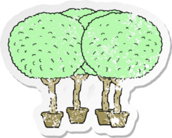 pegatina retro angustiada de un árbol de dibujos animados png