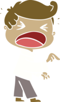 flat color style cartoon shouting man pointing finger png