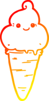 warm gradient line drawing of a cartoon ice cream png