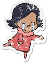 bedrövad klistermärke av en tecknad flicka som gråter png