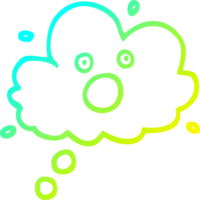 cold gradient line drawing of a cartoon screaming thought cloud png