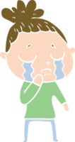 platt färg stil tecknad gråtande kvinna png