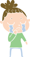 estilo de cor plana desenho animado mulher chorando png