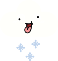 plat Couleur rétro dessin animé de une neige nuage png