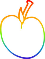 rainbow gradient line drawing of a cartoon apple png