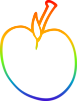 rainbow gradient line drawing of a cartoon apple png