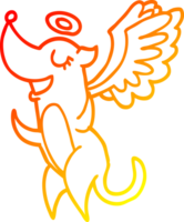 warm gradient line drawing of a cartoon angel dog png
