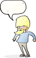 cartoon bearded man shrugging shoulders with speech bubble png