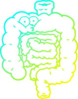 cold gradient line drawing of a cartoon surprised intestines png