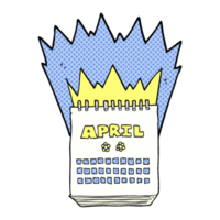 hand drawn cartoon calendar showing month of April png