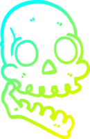 cold gradient line drawing of a cartoon happy skull png