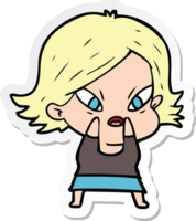 sticker of a cartoon stressed woman png