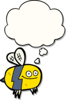 cartoon bee with thought bubble as a printed sticker png