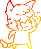 warm gradient line drawing of a crying fox cartoon png
