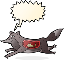 cartoon wolf with mouse in belly with speech bubble png