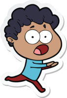 sticker of a cartoon man gasping in surprise png