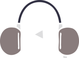 flat color retro cartoon of a retro headphone png