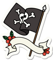 tattoo style sticker with banner of a pirate flag png