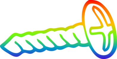 rainbow gradient line drawing of a brass screw png