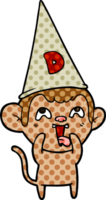 crazy cartoon monkey in dunce hat png