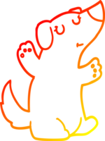 warm gradient line drawing of a cartoon dog png