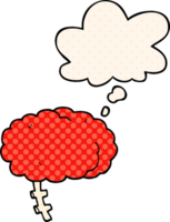 cartoon brain with thought bubble in comic book style png