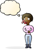 cartoon woman with snake tongue with thought bubble png