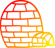 warm gradient line drawing of a cartoon ice igloo png