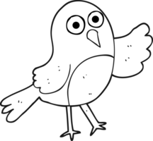 hand drawn black and white cartoon bird png