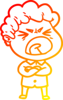 warm gradient line drawing of a cartoon furious man png