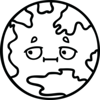 line drawing cartoon of a planet earth png