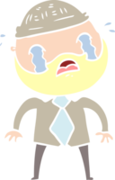 flat color style cartoon bearded man crying png