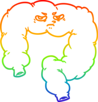 rainbow gradient line drawing of a cartoon angry colon png